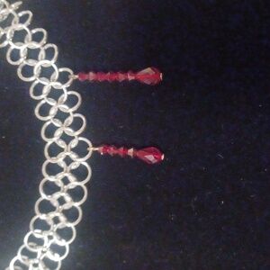 Chainmail Vampire Bite Necklace Choaker Gothuc Halloween
